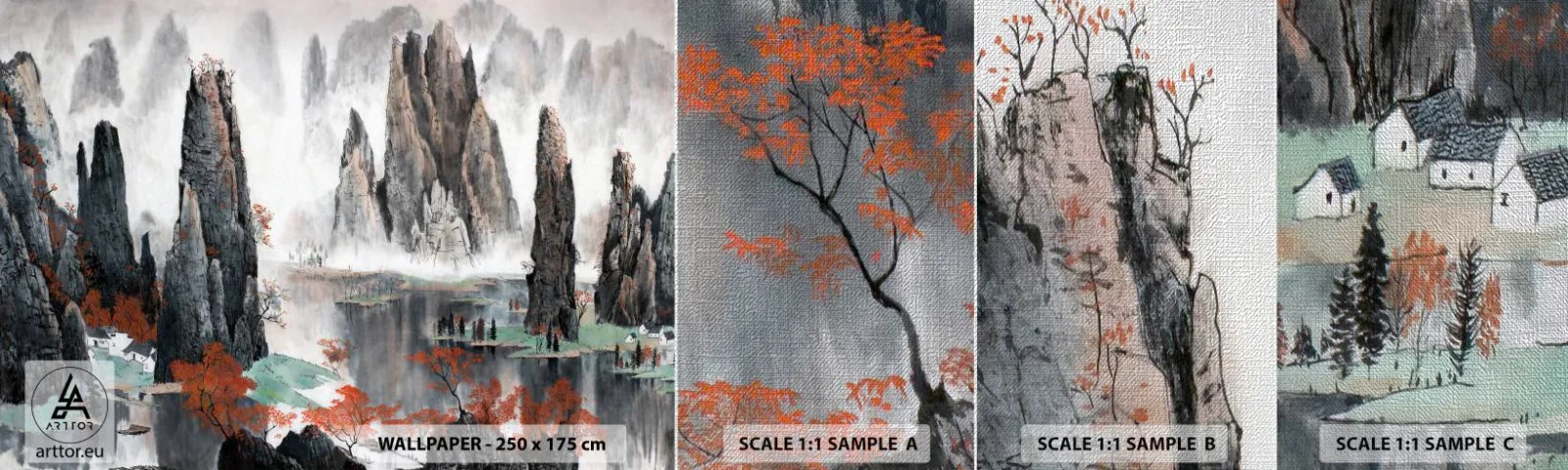 Fototapeten Muster Premium Canvas - Mächtige Wächter - Abstraktion, Fantasie, Landschaft - 100x30 cm