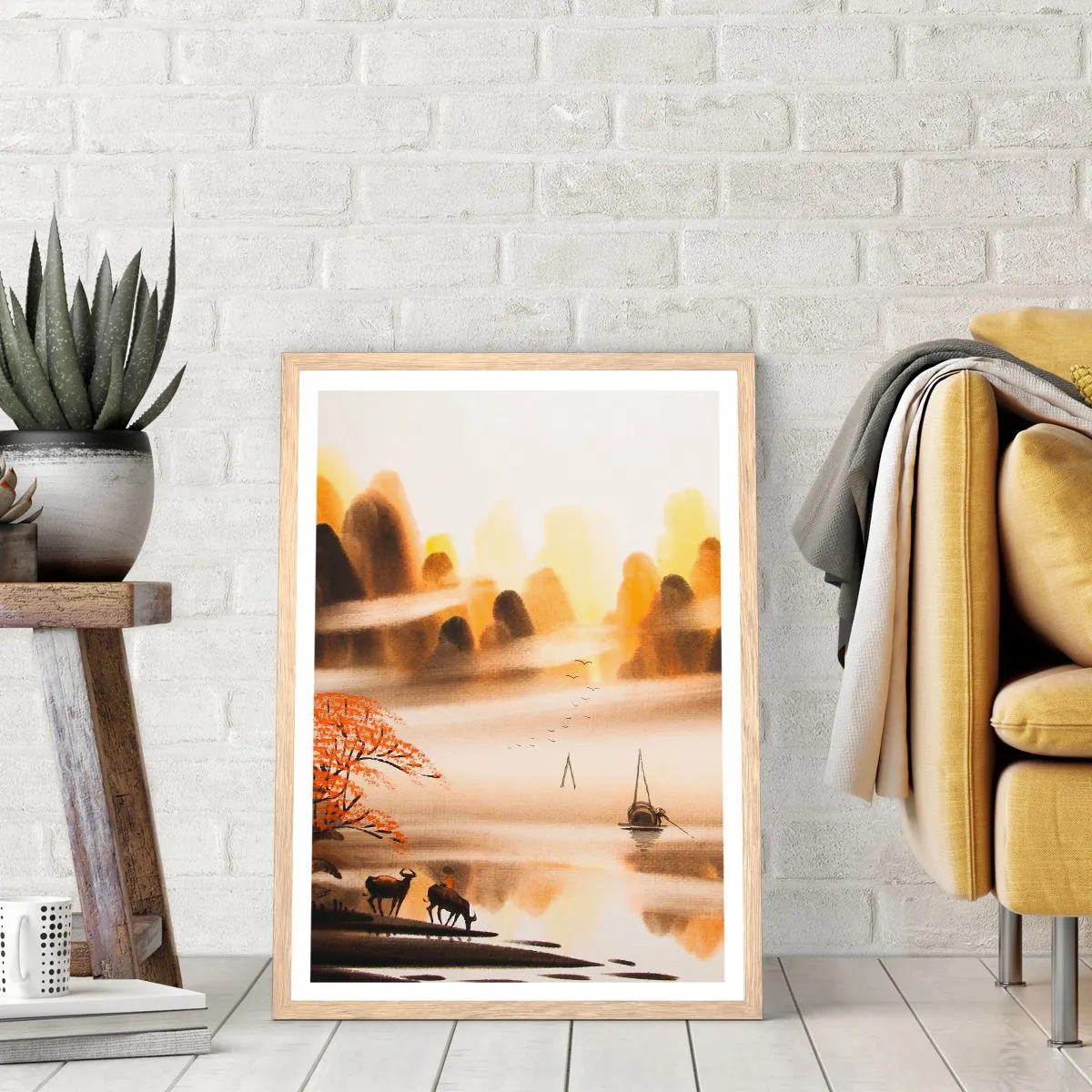 Poster in einem Rahmen aus heller Eiche - Weiter als im Fernosten - 40x50 cm