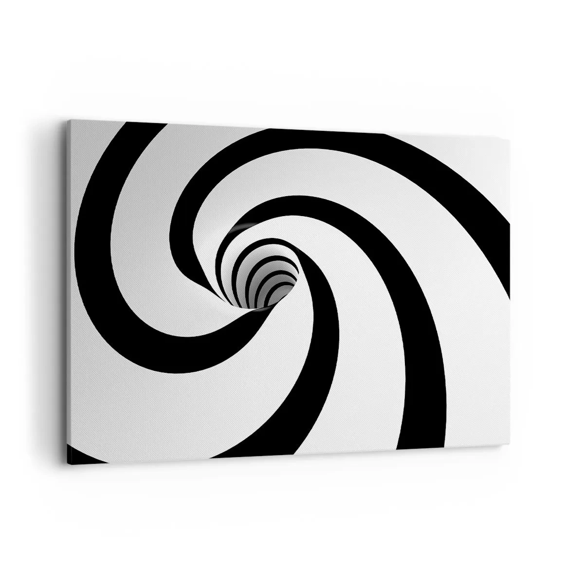 Bild auf Leinwand - Leinwandbild - Abstrakte schwarz-weiße Spirale mit Wirbeleffekt - 120x80cm - Dem Wirbel nachgeben? - Moderne Wanddekoration für Wohnzimmer und Schlafzimmer ARTTOR