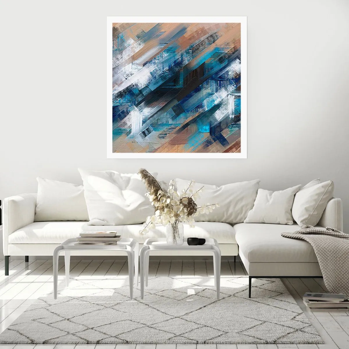 Poster - Auf einer blauen Diagonale - 60x60 cm