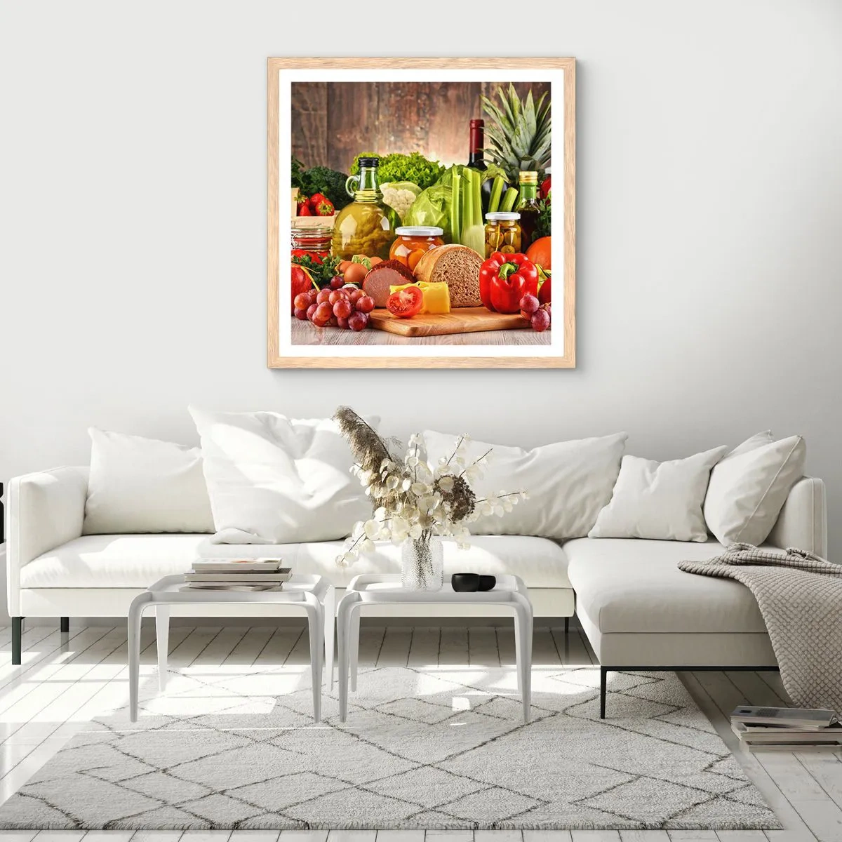 Poster in einem Rahmen aus heller Eiche - Geräuchert, gebacken und eingelegt - 40x40 cm