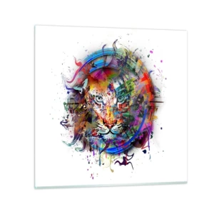 Glasbild - Bild auf glas - Es lauert hinter einem Regenbogenschleier - 70x70 cm