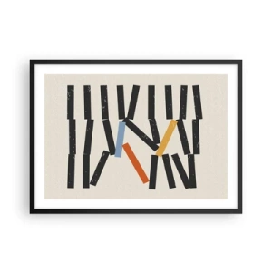 Poster in einem schwarzem Rahmen - Abstrakte Komposition mit farbigen und schwarzen Rechtecken - 70x50cm - Domino – Komposition - Moderne Wanddekoration für Wohnzimmer und Schlafzimmer ARTTOR