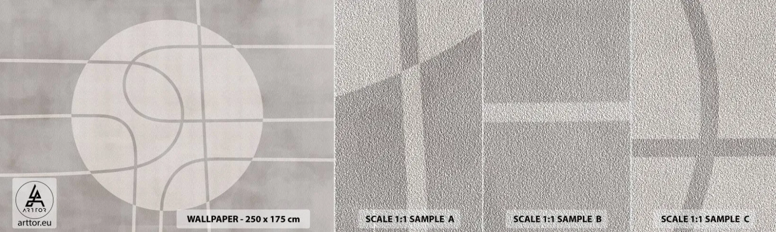 Fototapeten Muster Premium Sand - Kreisförmig und geradeaus - Hell, Minimalistisch, Rad - 100x30 cm