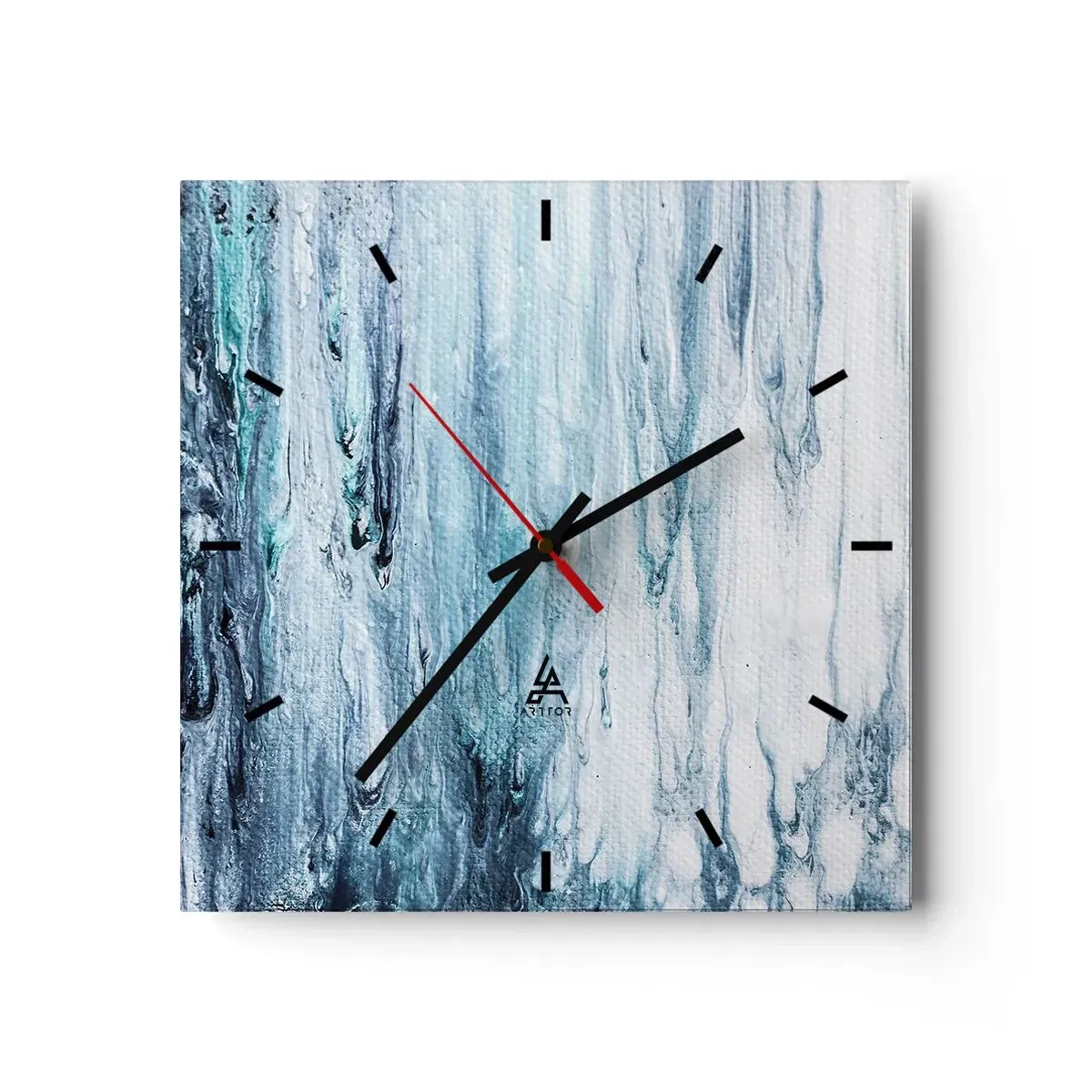 Wanduhr - Glasuhr - Blaue Eiszapfen - 40x40 cm