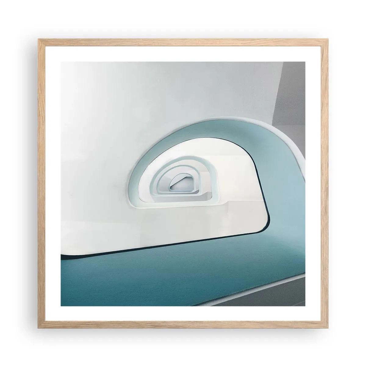 Poster in einem Rahmen aus heller Eiche - Bis zum Ende des Blaus - 60x60 cm