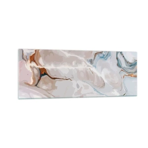 Glasbild - Bild auf glas - Abstraktes Muster in Weiß- und Blautönen - 140x50cm - Blau schlängelt sich unter dem Weiß - Moderne Wanddekoration für Wohnzimmer und Schlafzimmer ARTTOR