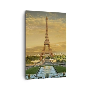 Bild auf Leinwand - Leinwandbild - Der Eiffelturm in Paris bei Sonnenuntergang - 80x120cm - Königin von Paris - Moderne Wanddekoration für Wohnzimmer und Schlafzimmer ARTTOR