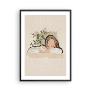 Poster in einem schwarzem Rahmen - Eine nachdenkliche Figur inmitten der Natur - 50x70cm - Südländische Schönheit - Moderne Wanddekoration für Wohnzimmer und Schlafzimmer ARTTOR