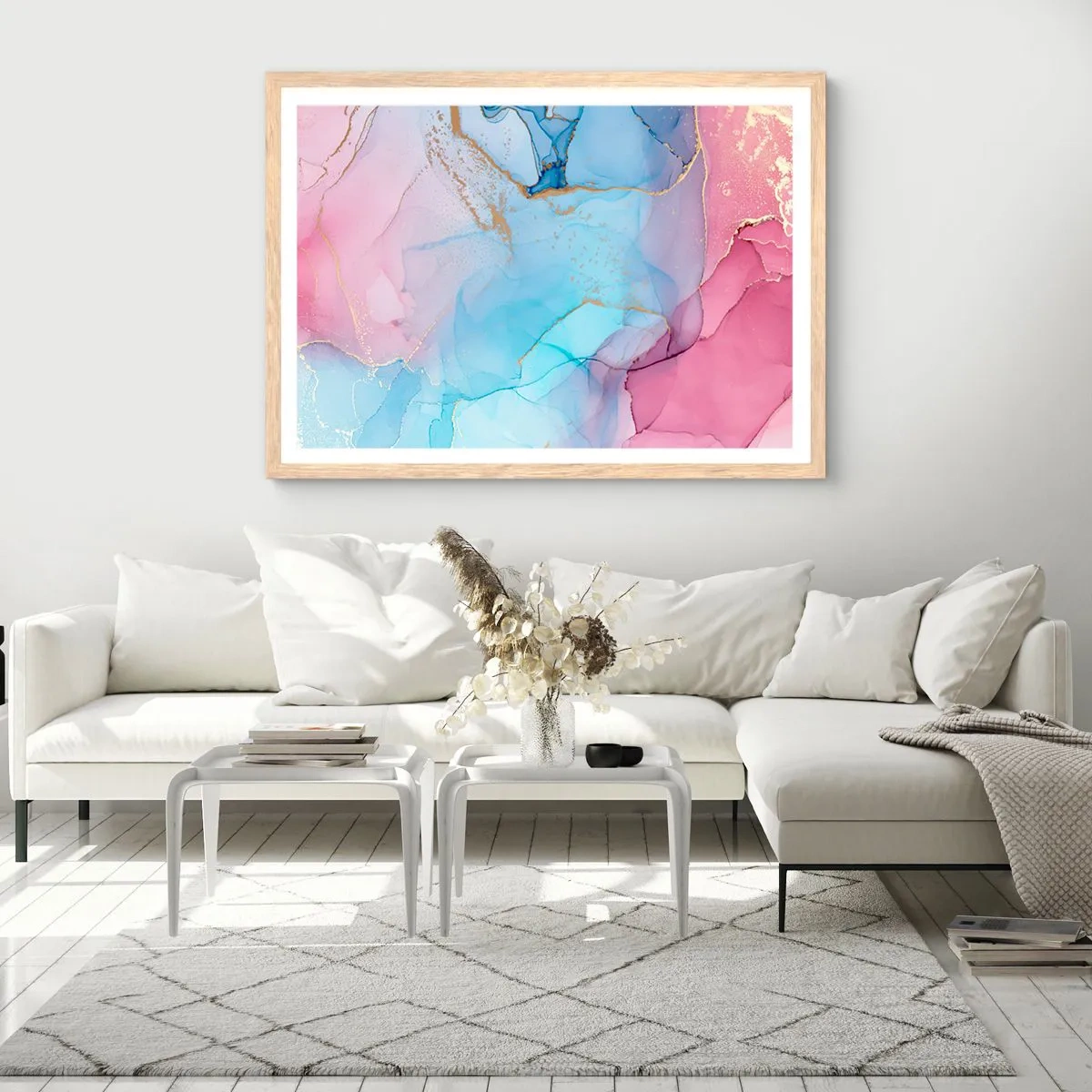 Poster in einem Rahmen aus heller Eiche - Begegnung und Durchdringung - 70x50 cm