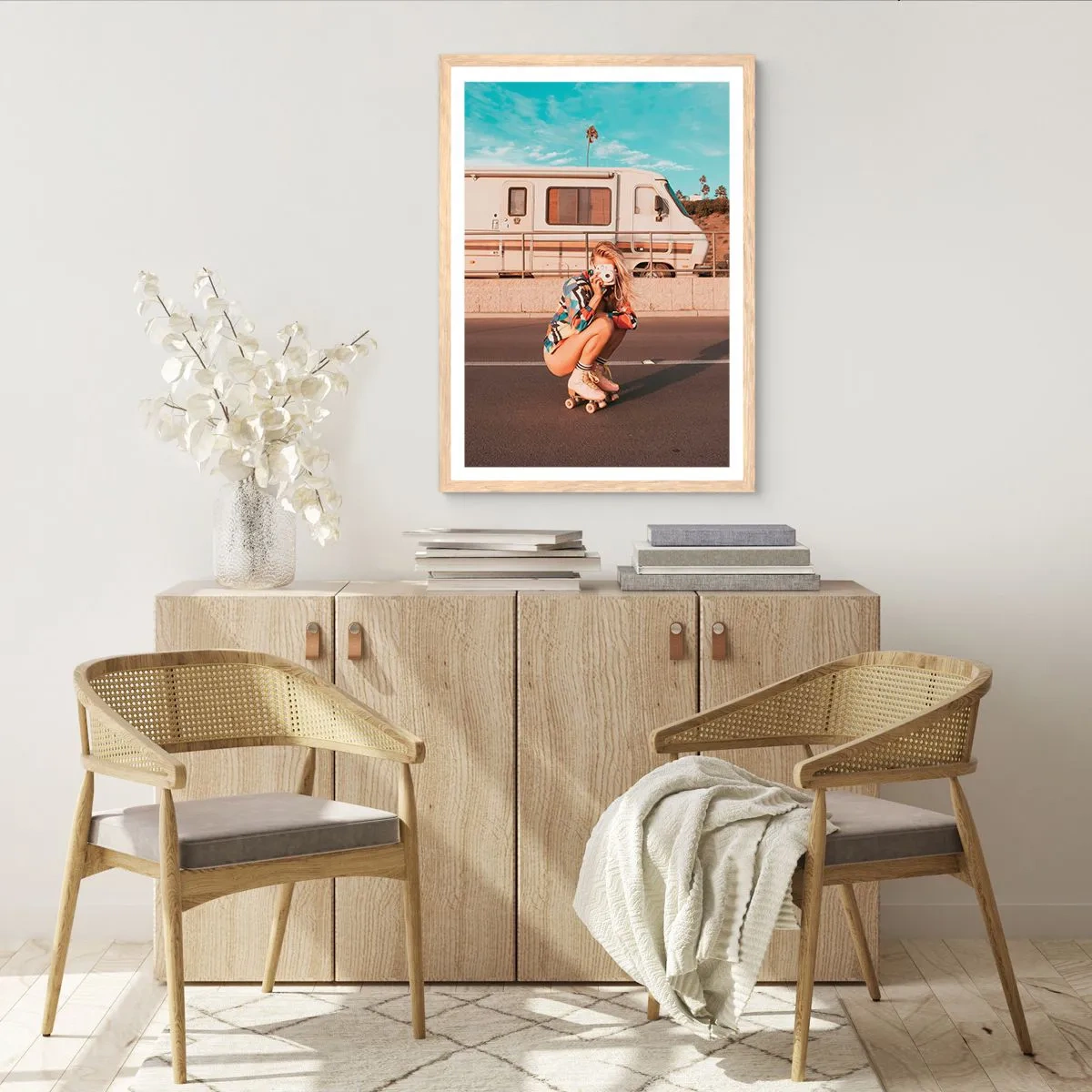 Poster in einem Rahmen aus heller Eiche - Lächel bitte! - 50x70 cm