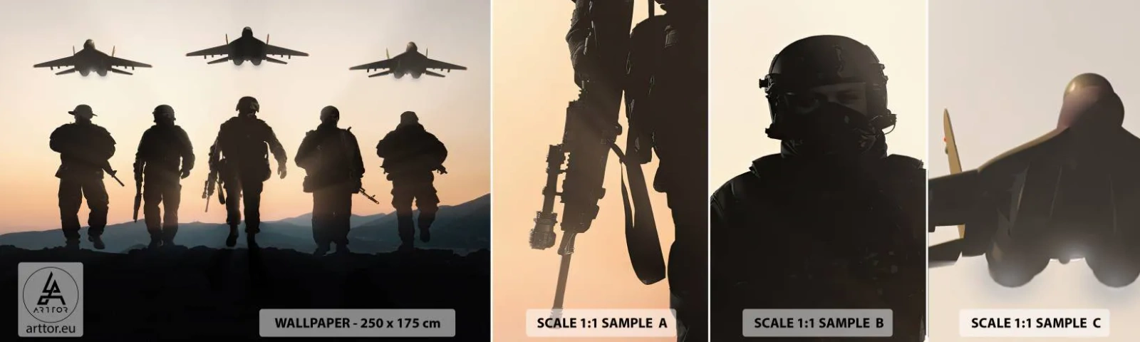 Fototapetenmuster Standard Eco - Willkommen in unserer Welt - Militär, Armee, Soldaten - 100x30 cm