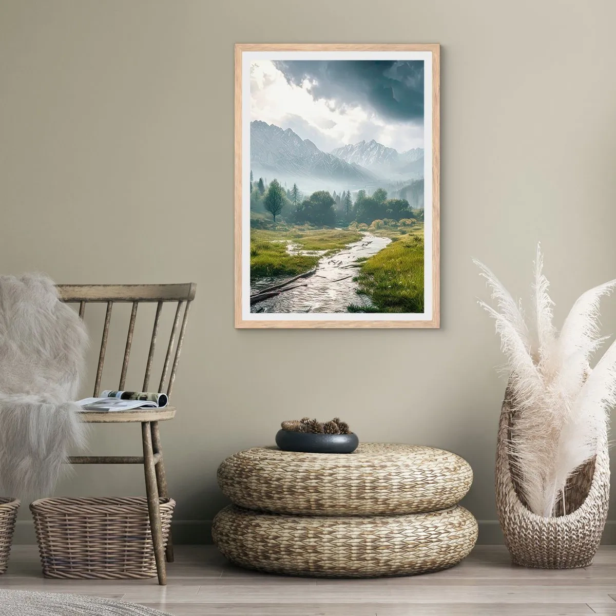 Poster in einem Rahmen aus heller Eiche - Hin und zurück - 30x40 cm