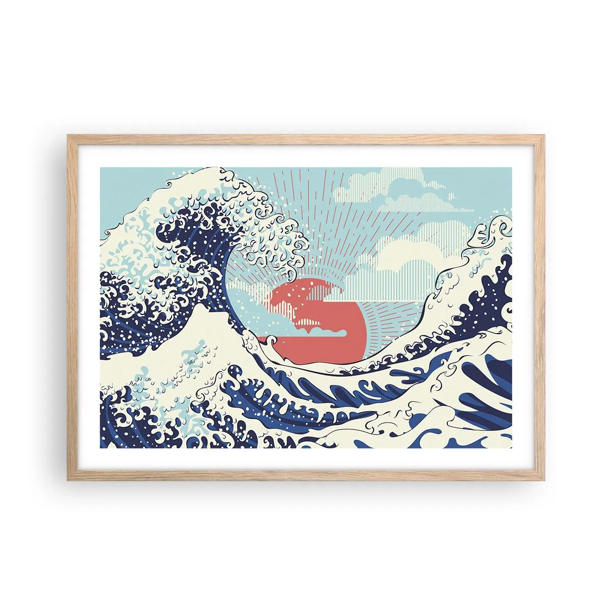 Poster in einem Rahmen aus heller Eiche - Von japanischer Inspiration - 70x50 cm