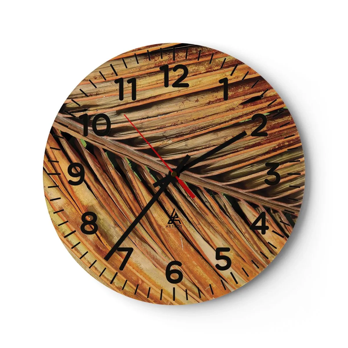Wanduhr - Glasuhr - Kokosnuss-Gold - 40x40 cm