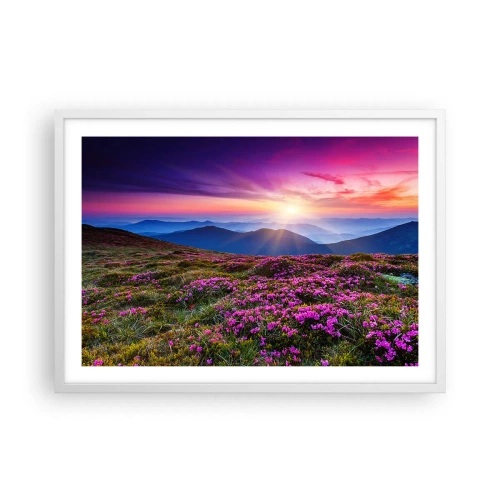 Poster in einem weißen Rahmen - Kräuter dufteten nach frischen Trauben von den Feldern - 70x50 cm