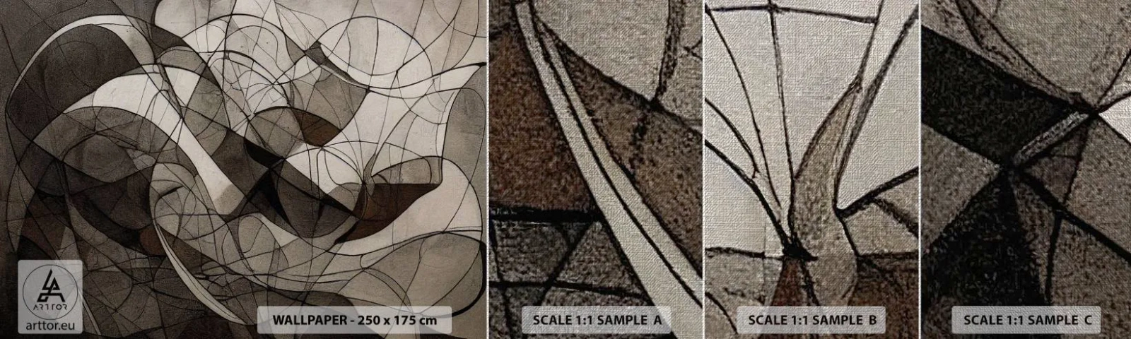 Fototapeten Muster Premium Canvas - Zirkulation von Erdfarben - Stück, Zeitgenössisch, Wachsmalstift - 100x30 cm