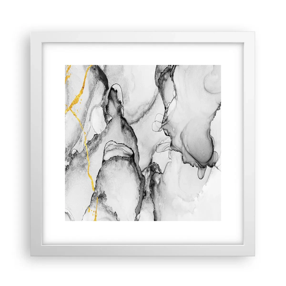 Poster in einem weißen Rahmen - Komposition mit Goldmotiv - 30x30 cm