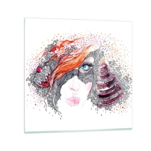 Glasbild - Bild auf glas - Bei ihr ist jeden Tag Feiertag - 50x50 cm