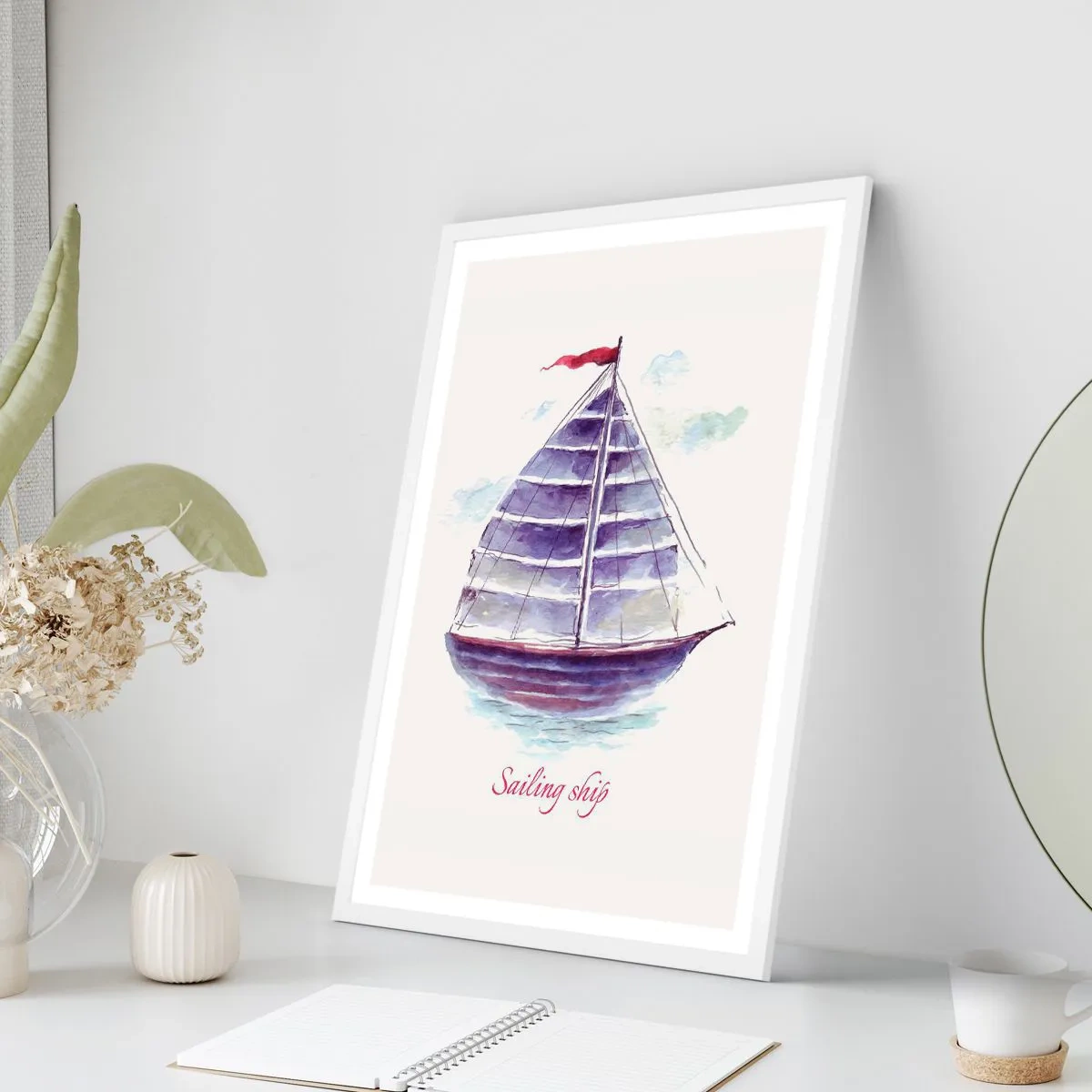 Poster in einem weißen Rahmen - Volle Segel und ruhiges Wasser - 30x40 cm