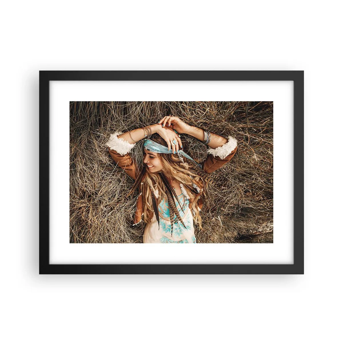 Poster in einem schwarzem Rahmen - Auf dem Weg in den Sommer der Liebe - 40x30 cm