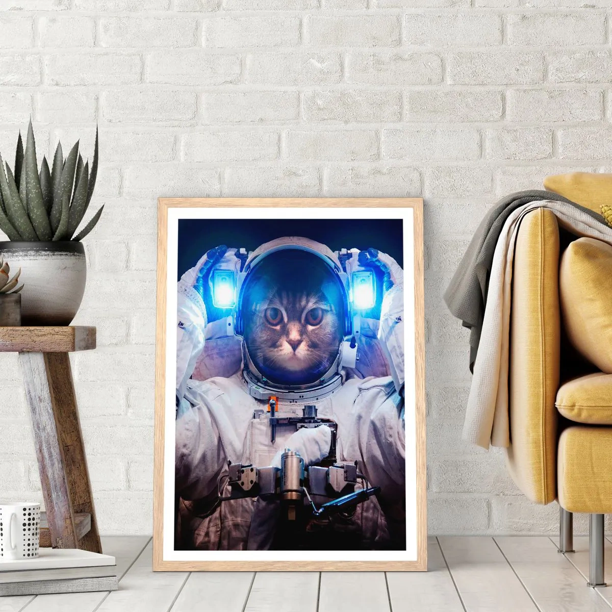 Poster in einem Rahmen aus heller Eiche - Houston, du hast ein Problem - 70x100 cm