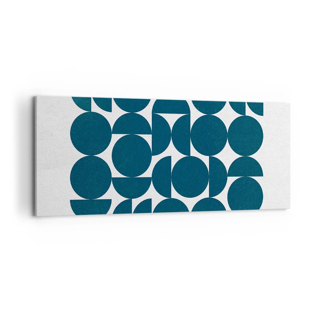 Bild auf Leinwand - Leinwandbild - Geometrische Formen in Marineblautönen auf weißem Hintergrund - 120x50cm - Kreise und Halbkreise - Moderne Wanddekoration für Wohnzimmer und Schlafzimmer ARTTOR