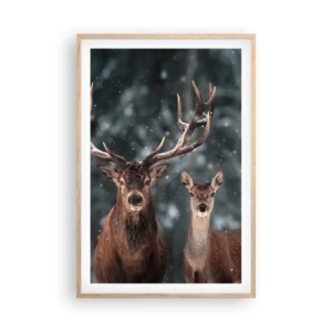 Poster in einem Rahmen aus heller Eiche - Herr des Waldes mit seiner Frau - 61x91 cm