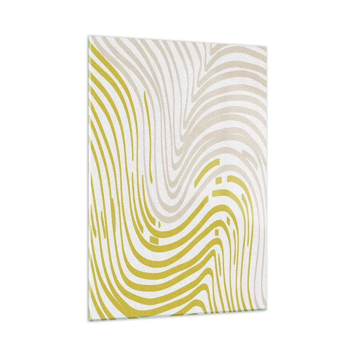 Glasbild - Bild auf glas - Organische Linien in Beige- und Limettentönen auf weißem Hintergrund - 50x70cm - Komposition mit sanfter Biegung - Moderne Wanddekoration für Wohnzimmer und Schlafzimmer ARTTOR