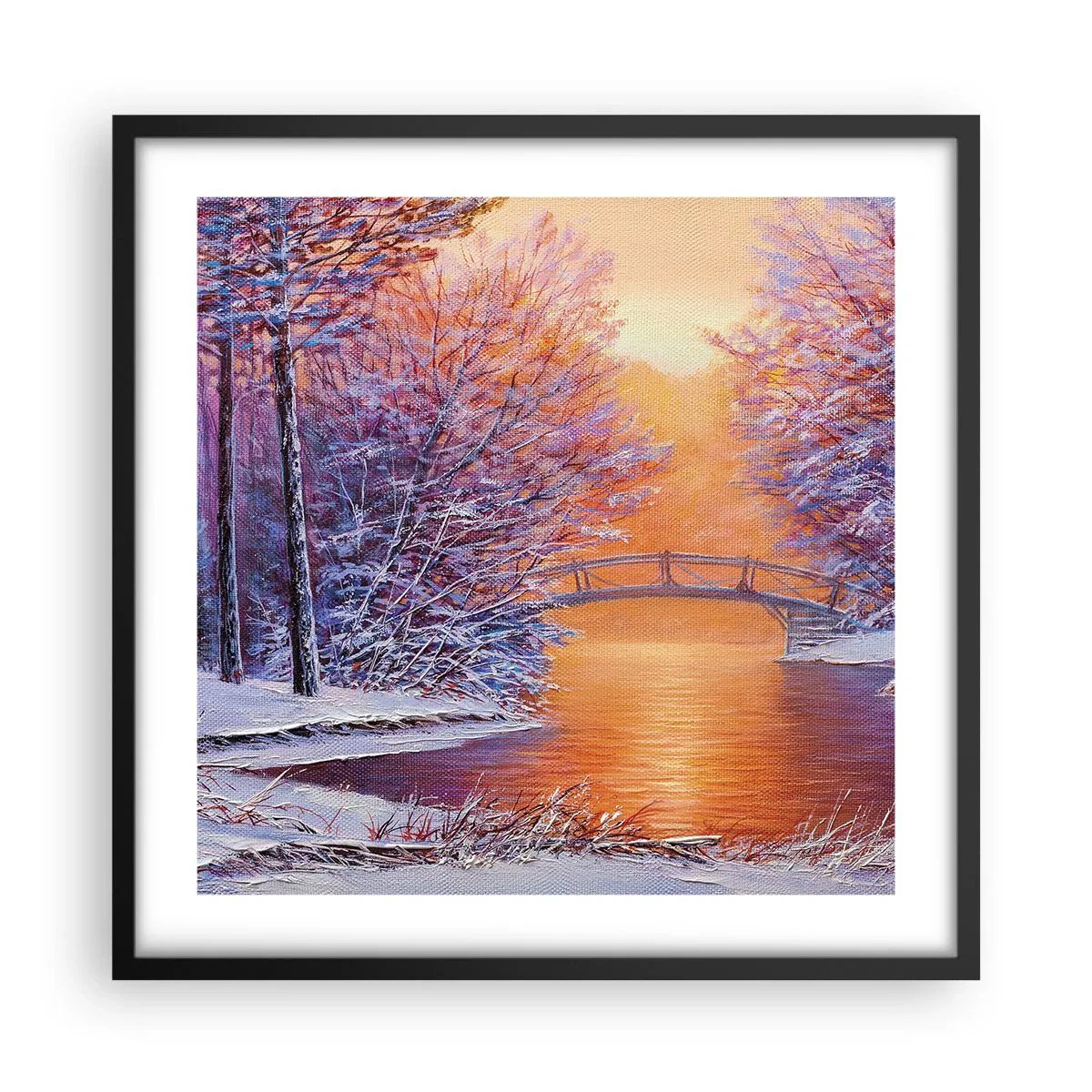 Poster in einem schwarzem Rahmen - Treffen wir uns hier - 50x50 cm