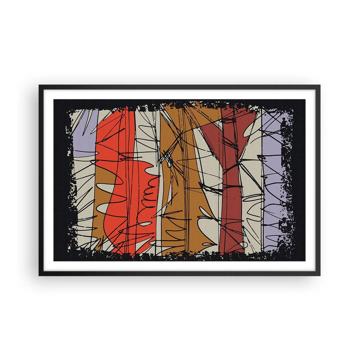 Poster in einem schwarzem Rahmen - Spontane Komposition - 91x61 cm