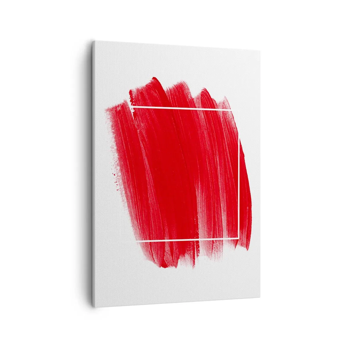 Bild auf Leinwand - Leinwandbild - Roter Pinselstrich mit weißem Rand - 50x70cm - Aus dem Rahmen - Moderne Wanddekoration für Wohnzimmer und Schlafzimmer ARTTOR