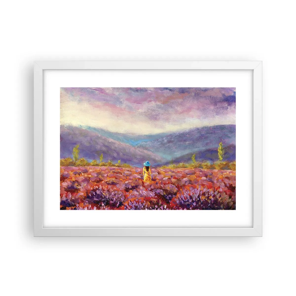 Poster in einem weißen Rahmen - In einer Lavendelwelt - 40x30 cm