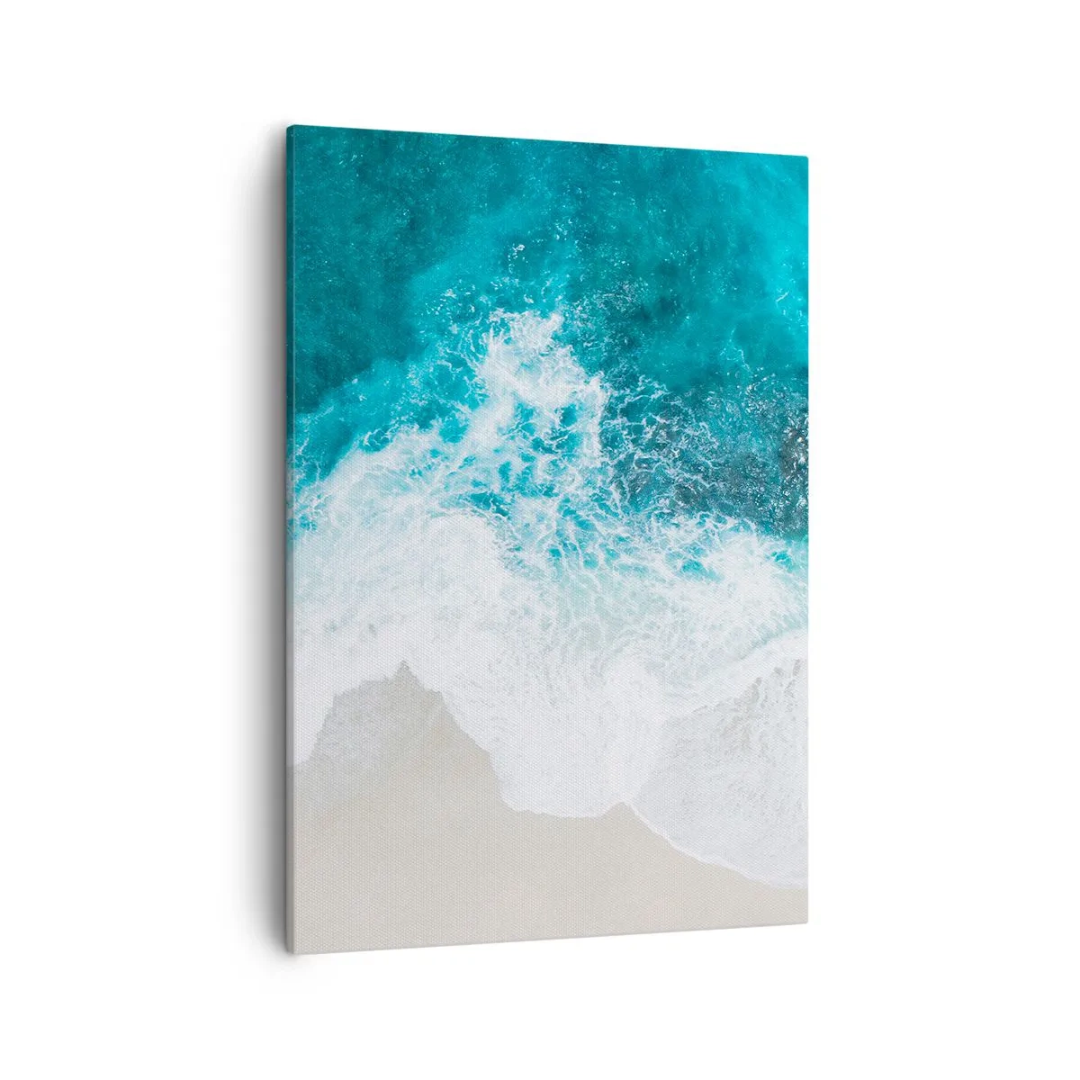 Bild auf Leinwand - Leinwandbild - Türkisfarbene Meereswellen auf hellem Sand - 50x70cm - Natürliche Liebkosung - Moderne Wanddekoration für Wohnzimmer und Schlafzimmer ARTTOR