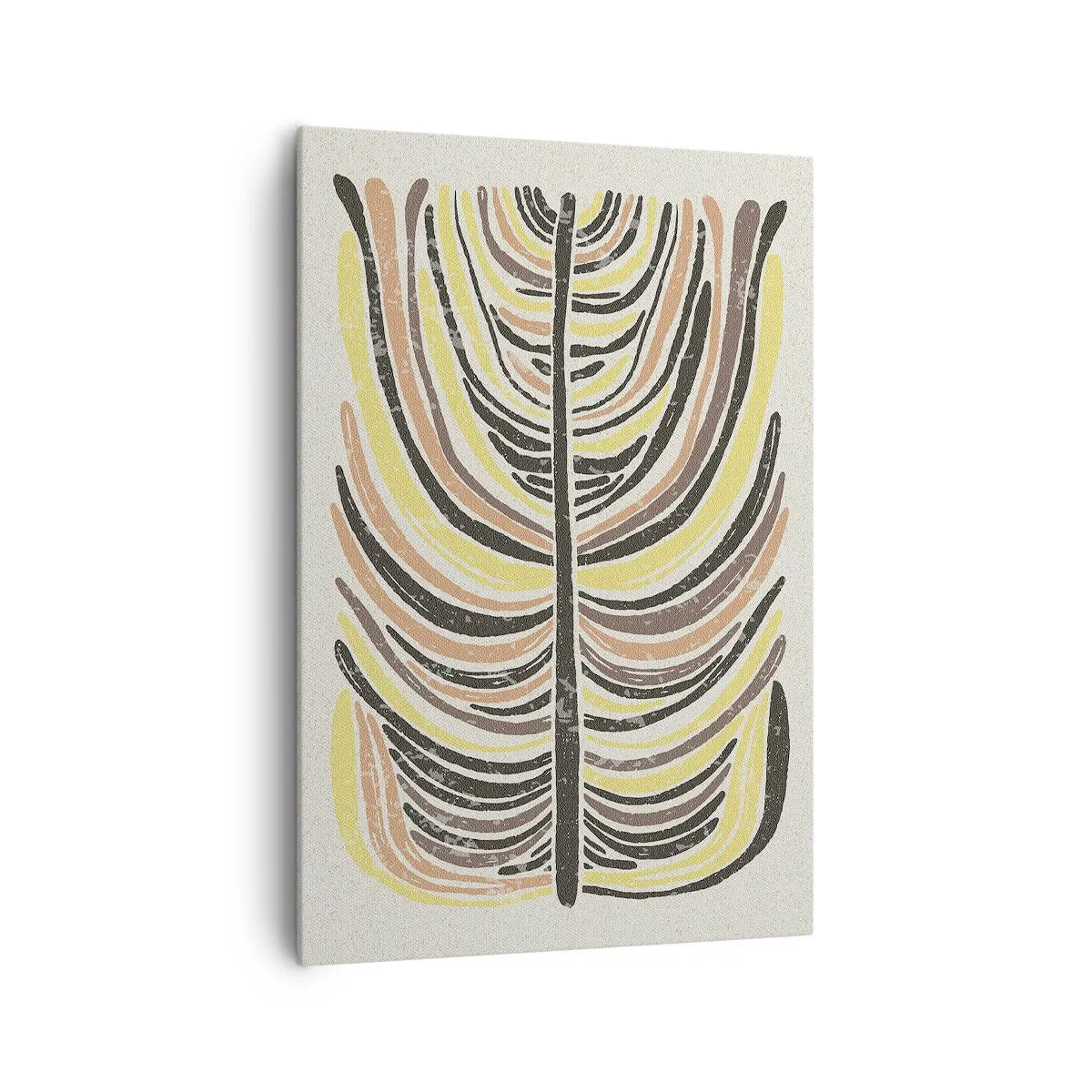 Bild auf Leinwand - Leinwandbild - Abstraktes Blattmotiv in Erdtönen - 70x100cm - Abstraktion voller Leben - Moderne Wanddekoration für Wohnzimmer und Schlafzimmer ARTTOR