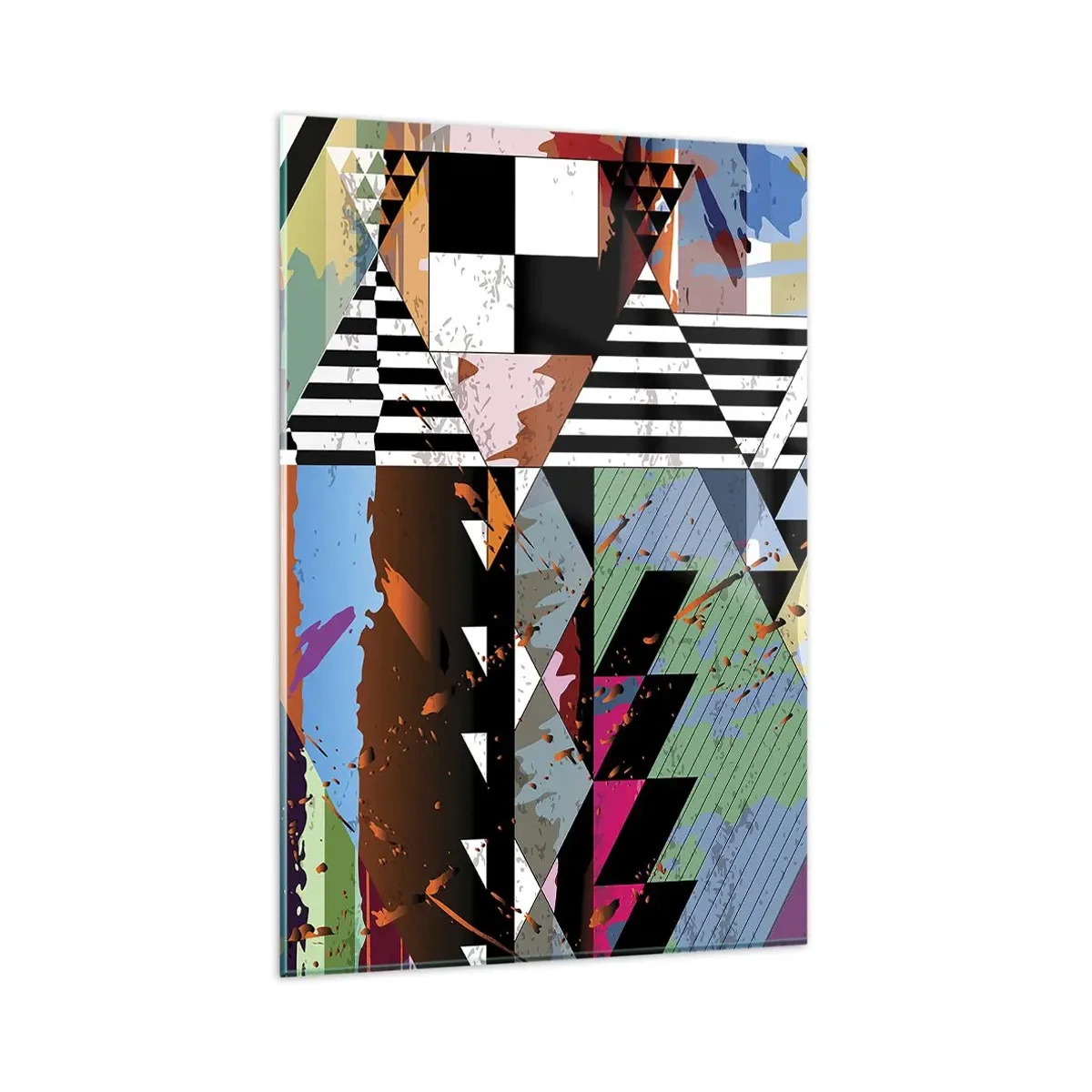 Glasbild - Bild auf glas - Abstrakte geometrische Komposition mit lebendigen Farben - 80x120cm - Geometrisch und organisch - Moderne Wanddekoration für Wohnzimmer und Schlafzimmer ARTTOR