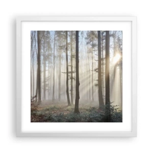 Poster in einem weißen Rahmen - Der Nebel ist auch aufgewacht - 40x40 cm