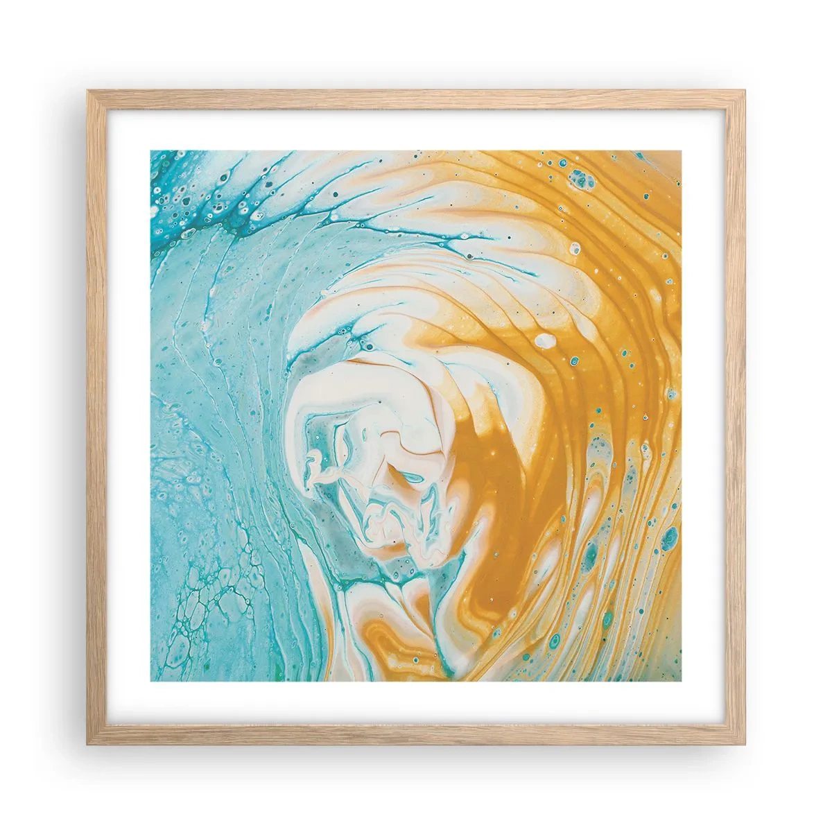 Poster in einem Rahmen aus heller Eiche - Pastellwirbel - 50x50 cm