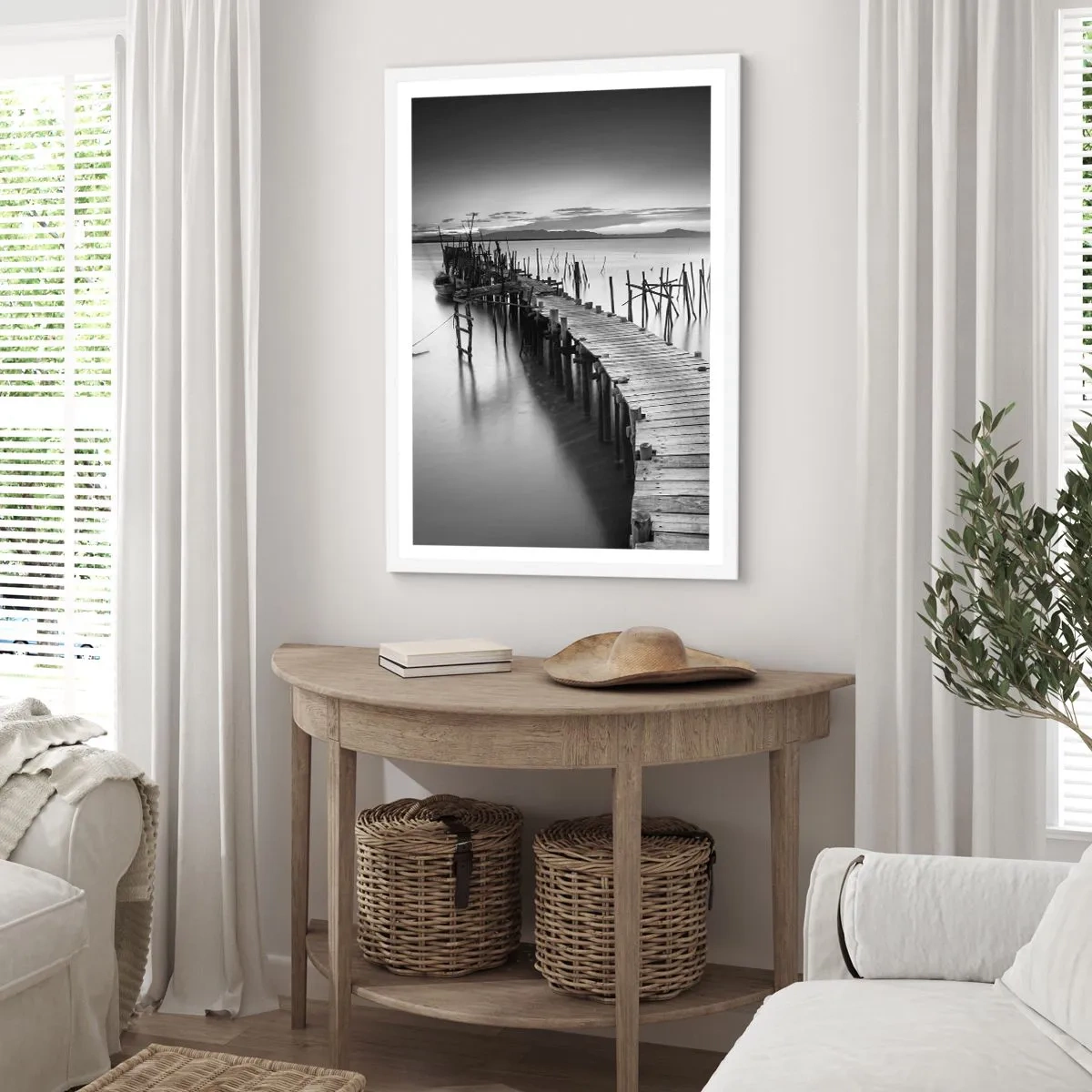 Poster in einem weißen Rahmen - Der Frieden eines vergessenen Ufers - 50x70 cm