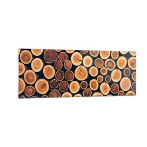 Glasbild - Bild auf glas - Muster aus Querschnitten von Holzstämmen - 140x50cm - Wie alt sehe ich aus? - Moderne Wanddekoration für Wohnzimmer und Schlafzimmer ARTTOR