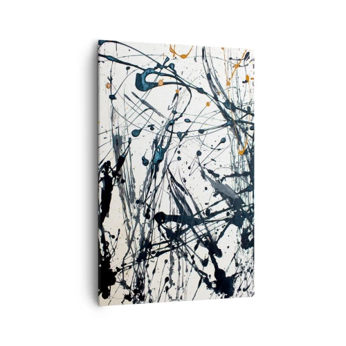 Bild auf Leinwand - Leinwandbild - Ein abstraktes Gemälde mit Farbspritzern in dynamischen Mustern. - 80x120cm - Expressionistische Abstraktion - Moderne Wanddekoration für Wohnzimmer und Schlafzimmer ARTTOR