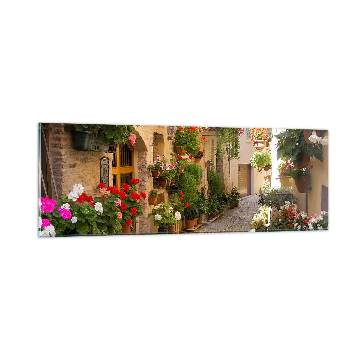Glasbild - Bild auf glas - In der Flut Blumen - 90x30 cm