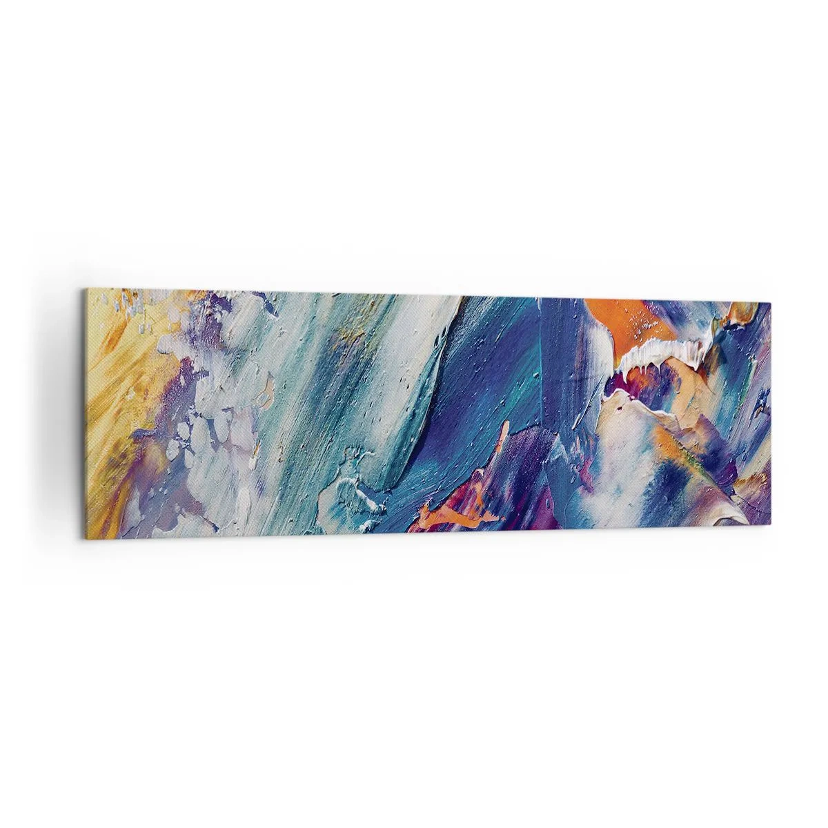 Bild auf Leinwand - Leinwandbild - Bunte Abstraktion mit Acrylfarbe Textur - 160x50cm - Farbverwirrung - Moderne Wanddekoration für Wohnzimmer und Schlafzimmer ARTTOR