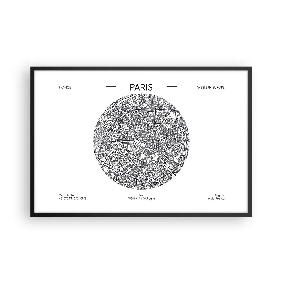 Poster in einem schwarzem Rahmen - Anatomie von Paris - 91x61 cm