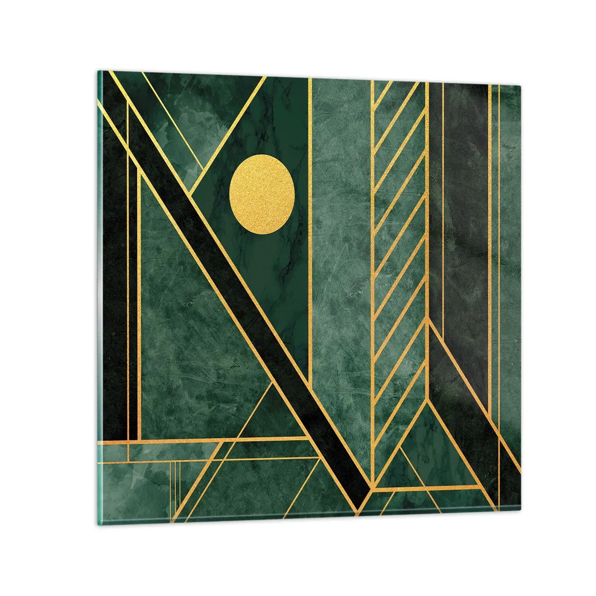 Glasbild - Bild auf glas - Dynamik von Gold und Azurblau - 40x40 cm