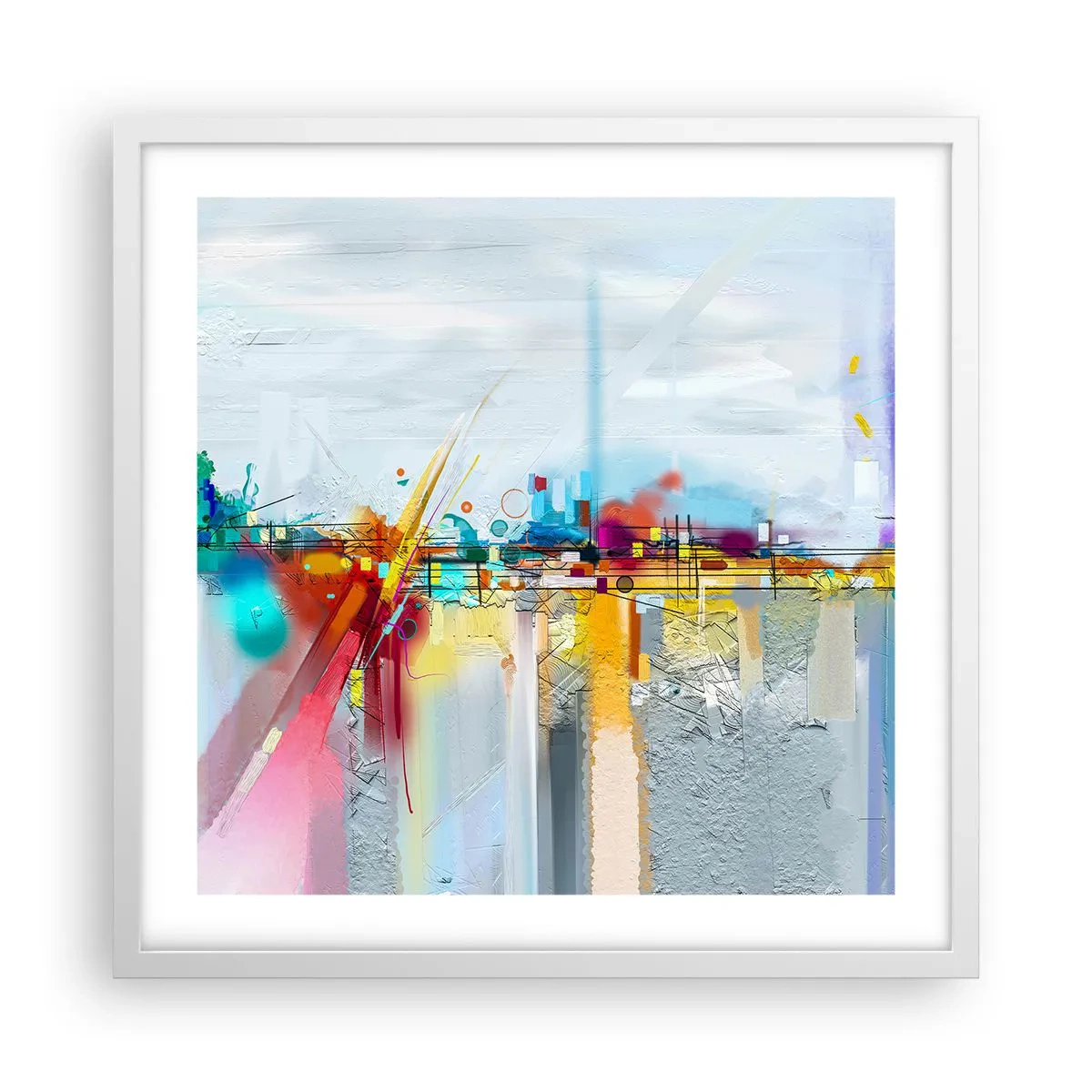 Poster in einem weißen Rahmen - Freudenbrücke über den Fluss des Lebens - 50x50 cm