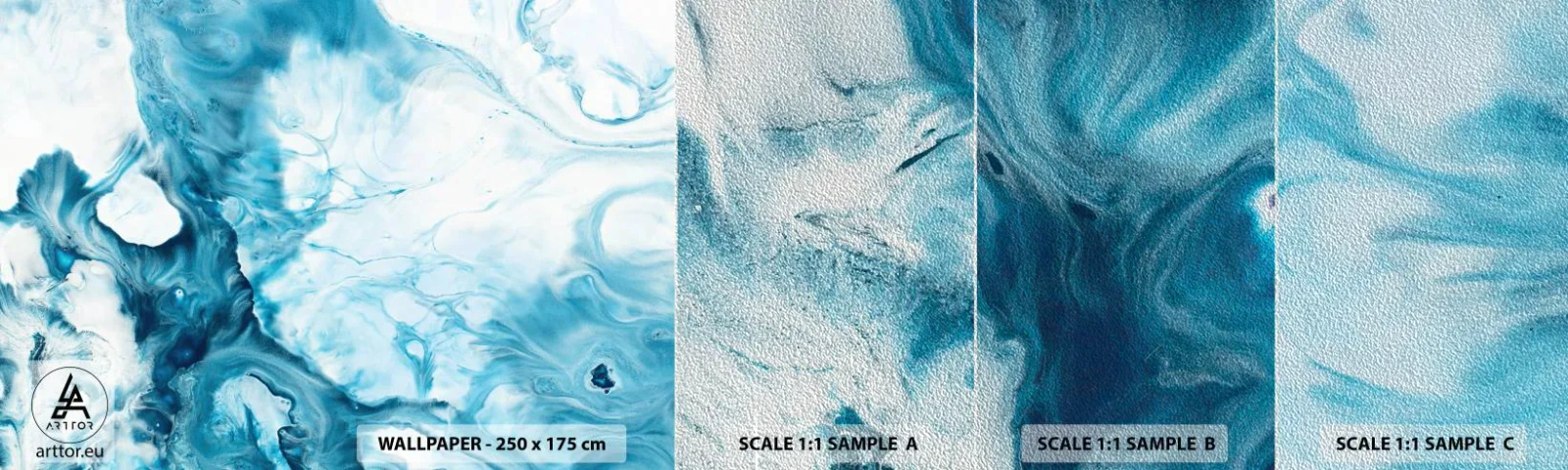 Fototapeten Muster Premium Sand - Blaues Konzert - Abstraktion, Stück, Moderne Kunst - 100x30 cm