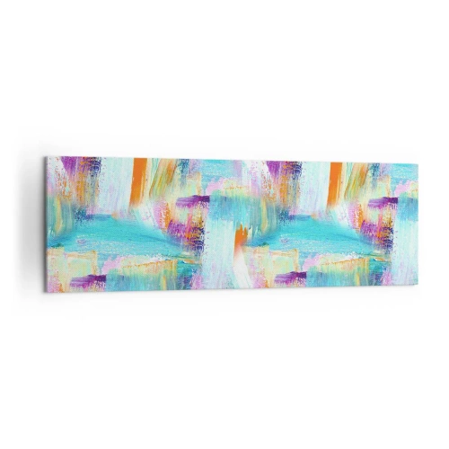 Bild auf Leinwand - Leinwandbild - Farbenfrohe Abstraktion mit dynamischen Pinselstrichen - 160x50cm - Fröhlicher Labyrinth-Liner - Moderne Wanddekoration für Wohnzimmer und Schlafzimmer ARTTOR