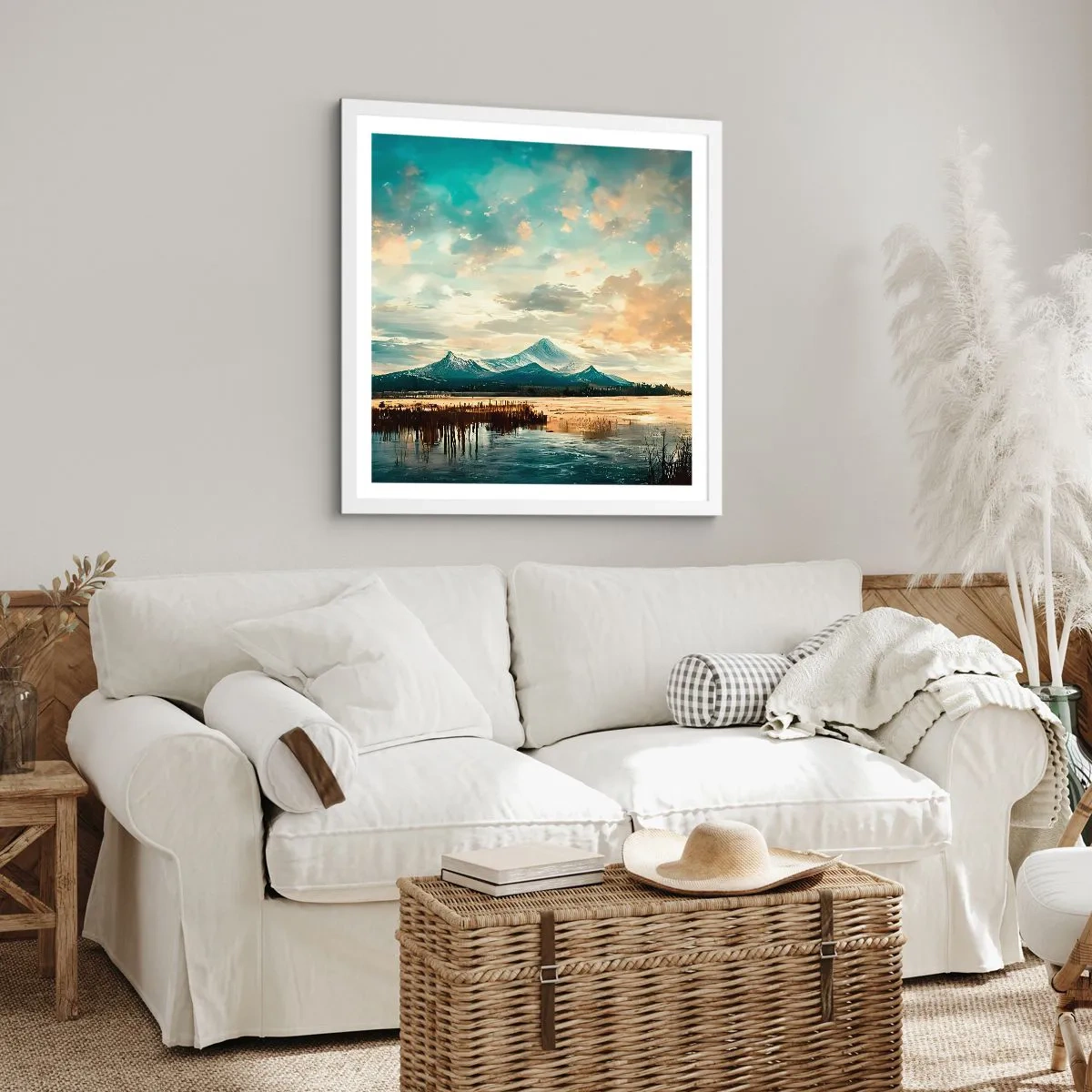 Poster in einem weißen Rahmen - Unter dem Schutz des Himmels - 50x50 cm