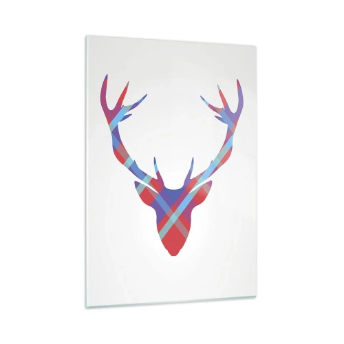 Glasbild - Bild auf glas - Geometrisches Bild eines Hirsches in Pastellfarben - 50x70cm - Schottischer Hirsch - Moderne Wanddekoration für Wohnzimmer und Schlafzimmer ARTTOR